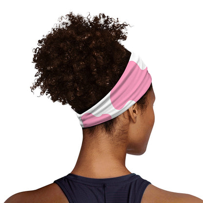 Pastel Pink And White Cow Print Sports Headband
