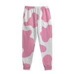 Pastel Pink And White Cow Print Sweatpants