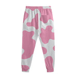 Pastel Pink And White Cow Print Sweatpants