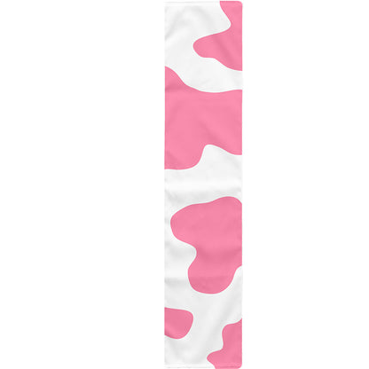 Pastel Pink And White Cow Print Table Runner