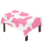 Pastel Pink And White Cow Print Tablecloth