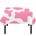 Pastel Pink And White Cow Print Tablecloth