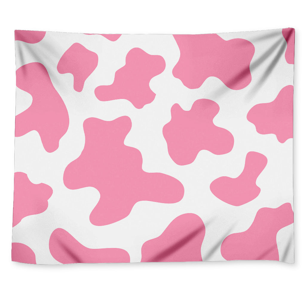 Pastel Pink And White Cow Print Tapestry