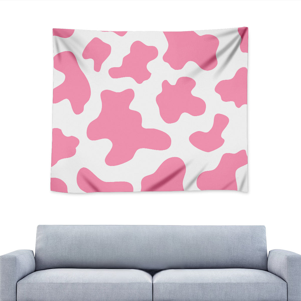 Pastel Pink And White Cow Print Tapestry