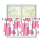 Pastel Pink And White Cow Print Tier Curtains