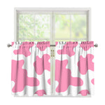 Pastel Pink And White Cow Print Tier Curtains