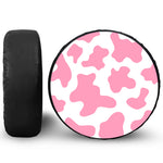 Pastel Pink And White Cow Print Tire Cover