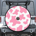 Pastel Pink And White Cow Print Tire Cover With Camera Hole