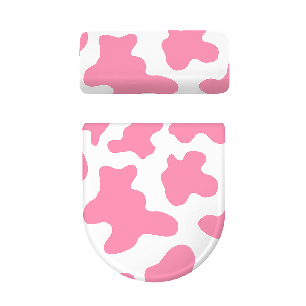 Pastel Pink And White Cow Print Toilet Lid And Tank Cover Set