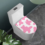 Pastel Pink And White Cow Print Toilet Lid Cover