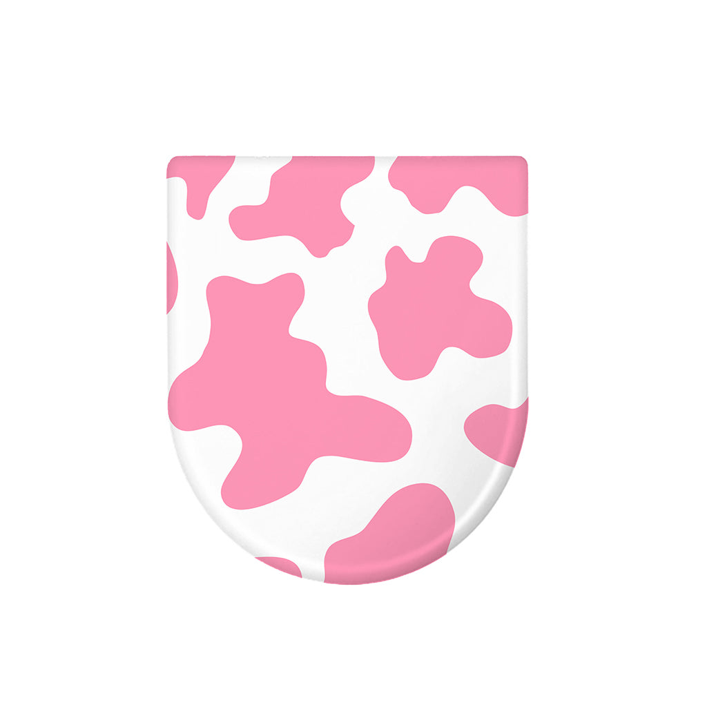 Pastel Pink And White Cow Print Toilet Lid Cover
