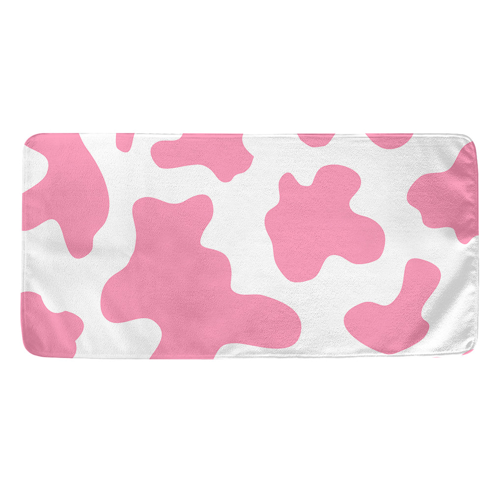 Pastel Pink And White Cow Print Towel