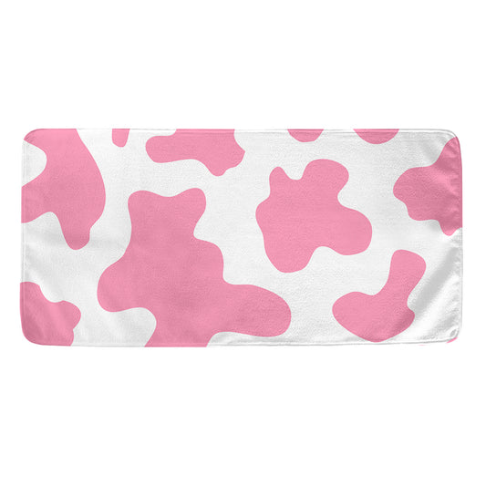 Pastel Pink And White Cow Print Towel
