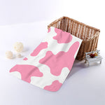 Pastel Pink And White Cow Print Towel
