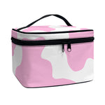 Pastel Pink And White Cow Print Travel Makeup Bag