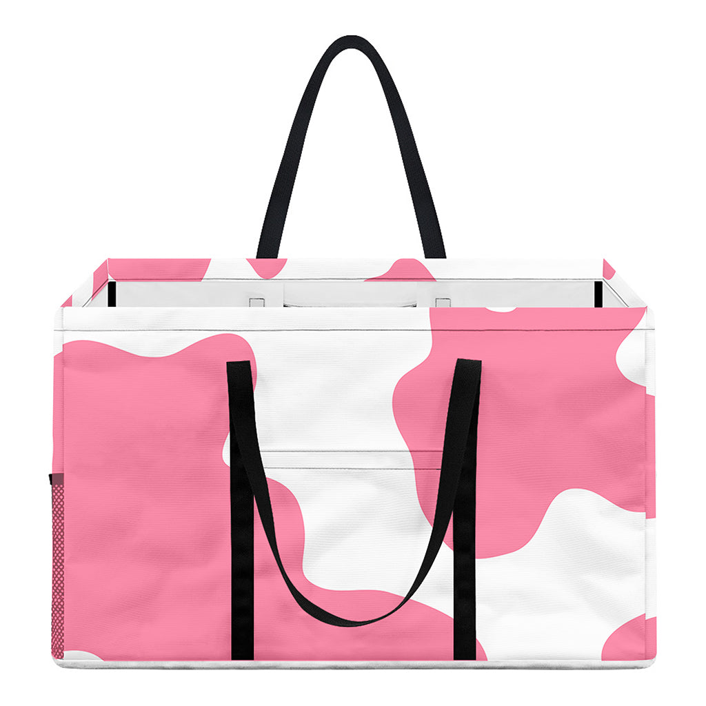 Pastel Pink And White Cow Print Utility Tote Bag