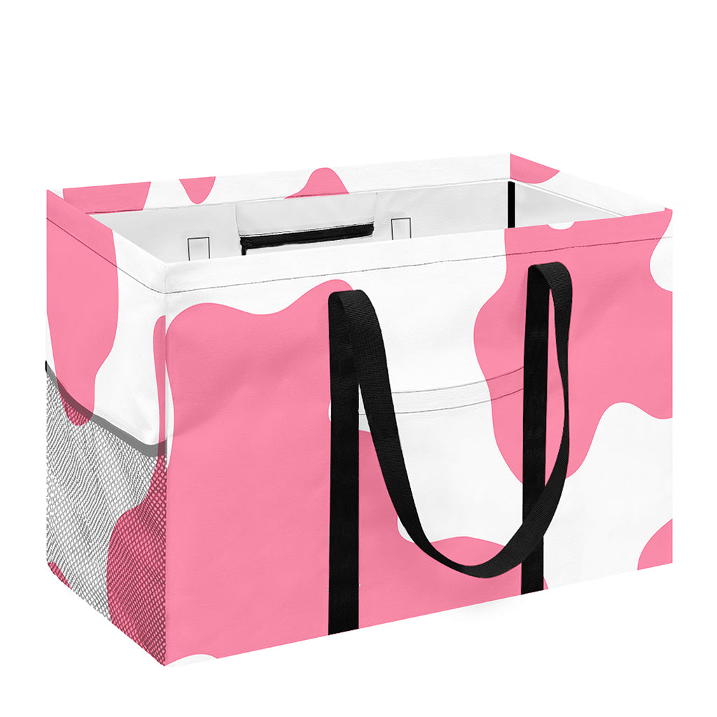 Pastel Pink And White Cow Print Utility Tote Bag