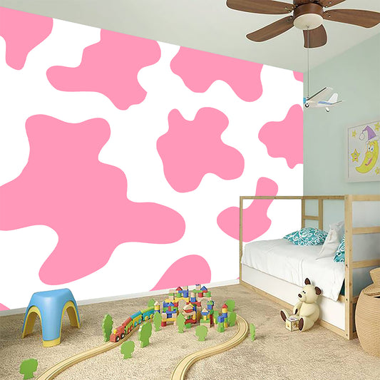 Pastel Pink And White Cow Print Wall Sticker