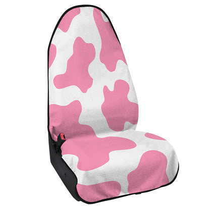 Pastel Pink And White Cow Print Waterproof Car Seat Cover