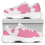 Pastel Pink And White Cow Print White Chunky Shoes