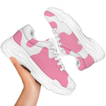 Pastel Pink And White Cow Print White Chunky Shoes