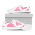 Pastel Pink And White Cow Print White Low Top Sneakers