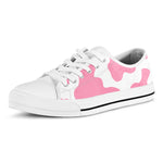 Pastel Pink And White Cow Print White Low Top Sneakers