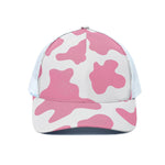 Pastel Pink And White Cow Print White Mesh Trucker Cap