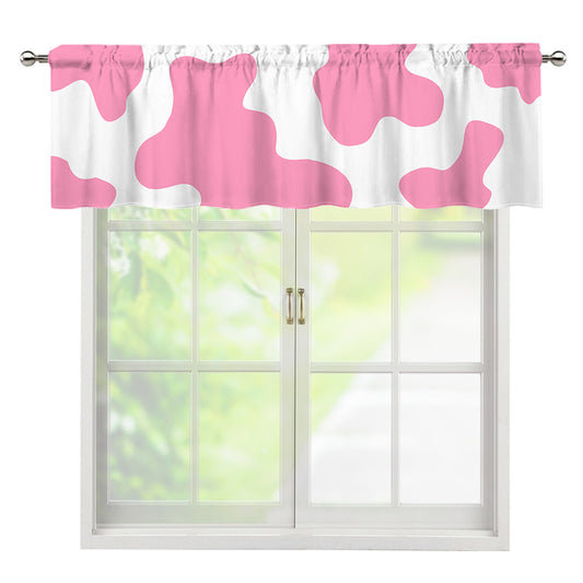 Pastel Pink And White Cow Print Window Valance
