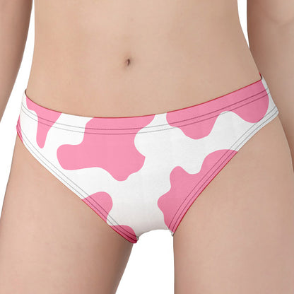 Pastel Pink And White Cow Print Women's Panties