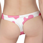 Pastel Pink And White Cow Print Women's Thong