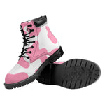 Pastel Pink And White Cow Print Work Boots