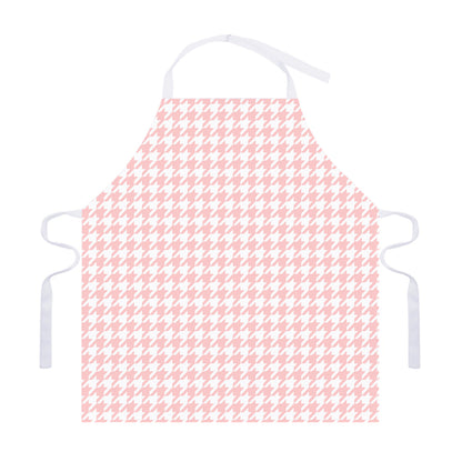Pastel Pink And White Houndstooth Print Adjustable Apron