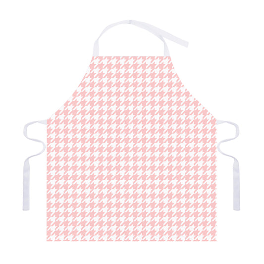 Pastel Pink And White Houndstooth Print Adjustable Apron