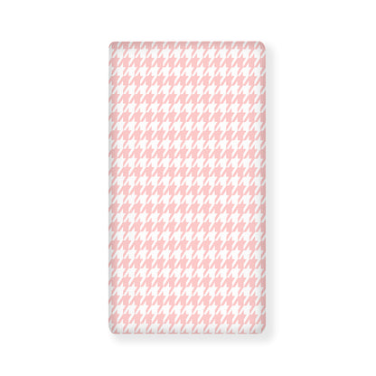 Pastel Pink And White Houndstooth Print Baby Crib Sheet