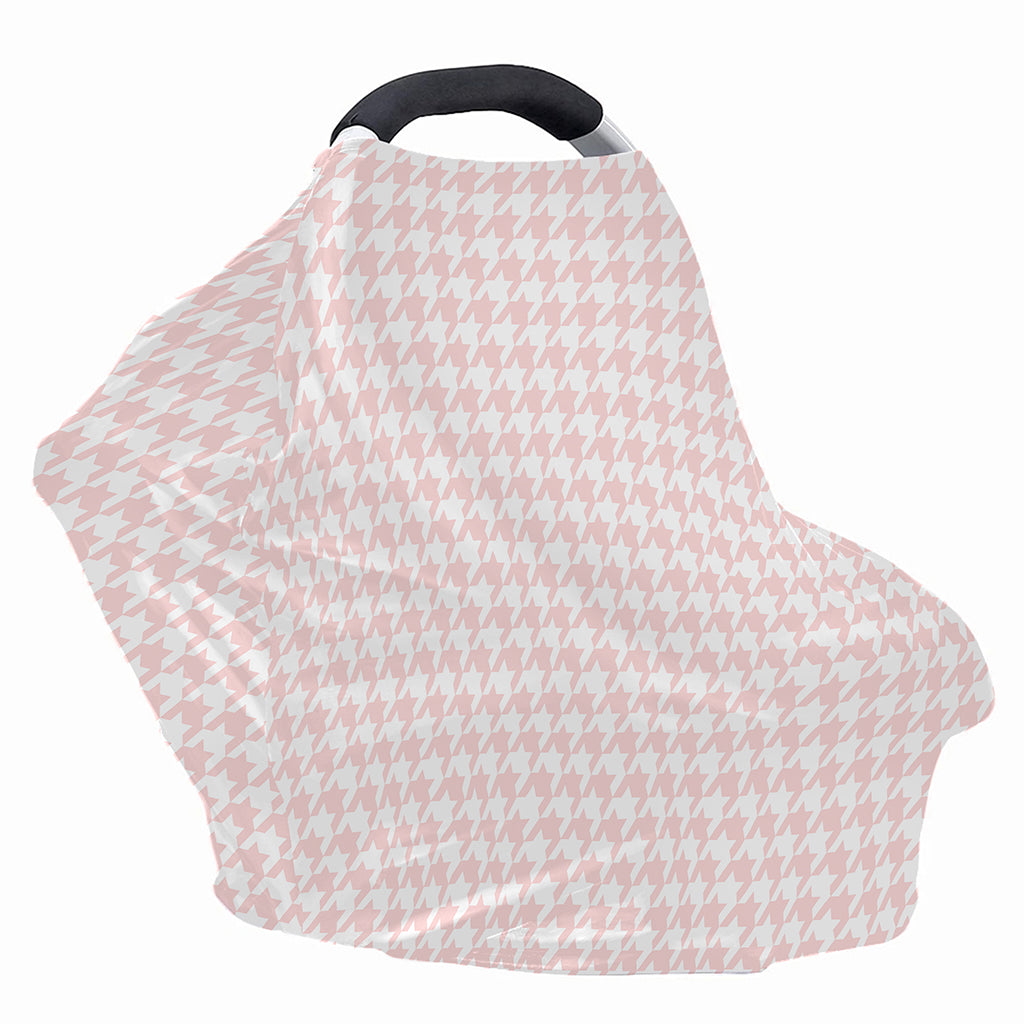 Pastel Pink And White Houndstooth Print Baby Seat Cover
