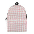 Pastel Pink And White Houndstooth Print School Backpack