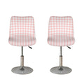 Pastel Pink And White Houndstooth Print Bar Stool Covers
