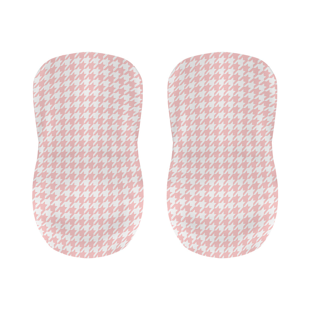 Pastel Pink And White Houndstooth Print Bar Stool Covers