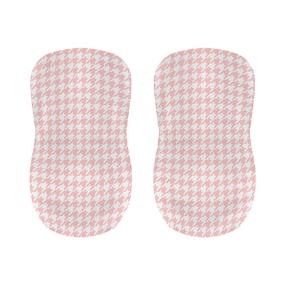 Pastel Pink And White Houndstooth Print Bar Stool Covers