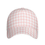 Pastel Pink And White Houndstooth Print Baseball Cap