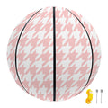 Pastel Pink And White Houndstooth Print Basketball