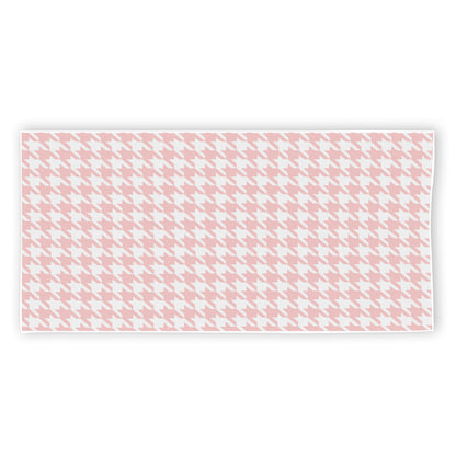 Pastel Pink And White Houndstooth Print Beach Towel