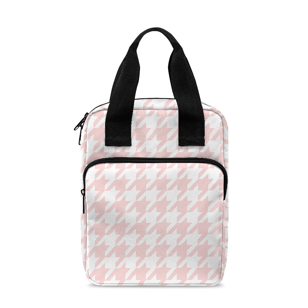 Pastel Pink And White Houndstooth Print Bible Tote Bag
