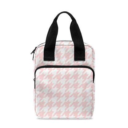 Pastel Pink And White Houndstooth Print Bible Tote Bag