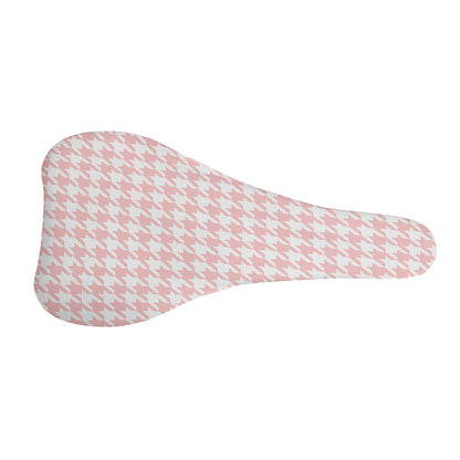 Pastel Pink And White Houndstooth Print Bicycle Seat Cover