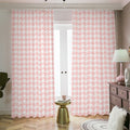Pastel Pink And White Houndstooth Print Dimout Pencil Pleat Curtains
