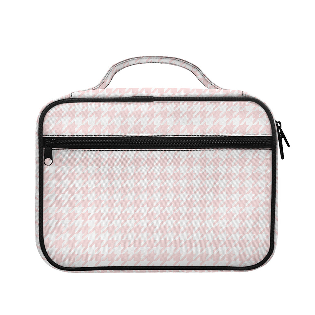 Pastel Pink And White Houndstooth Print Briefcase Bible Bag