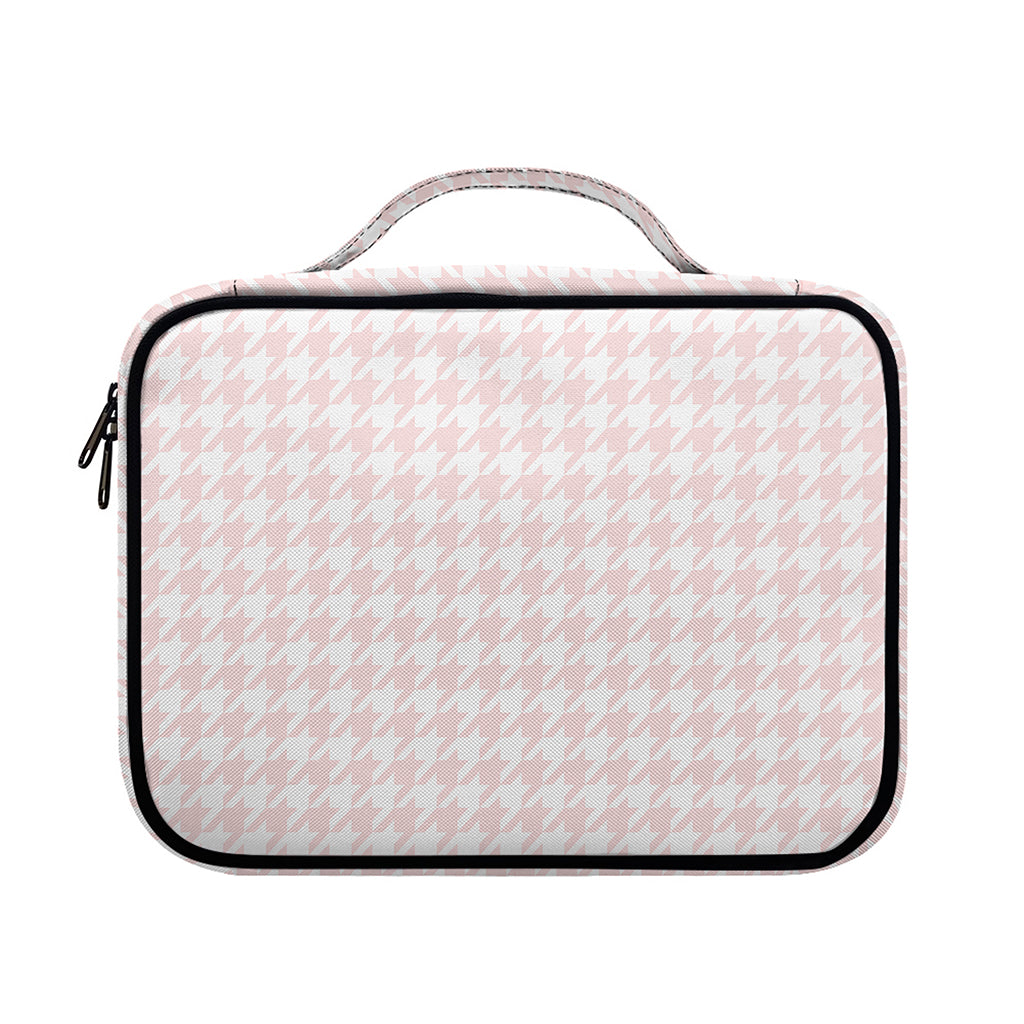 Pastel Pink And White Houndstooth Print Briefcase Bible Bag