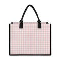 Pastel Pink And White Houndstooth Print Canvas Tote Bag